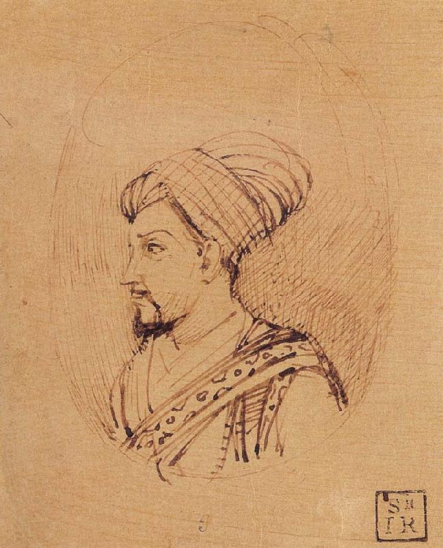 Rembrandt Harmensz Van Rijn A Medallion Portrait of Muhammad-Adil Shah of Bijapur